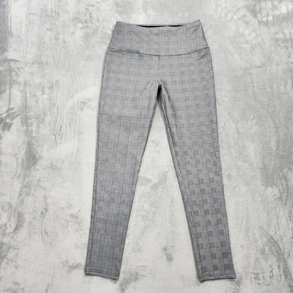 Jones New York Leggings Womens M Black White Plaid Mid Rise Ankle Stretch Office